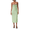 Satin Sling Bodycon Long Dress Women Flower Embroidery Sleeveless Spaghetti Strap Cocktail Dress Summer Party Club Skinny Dress