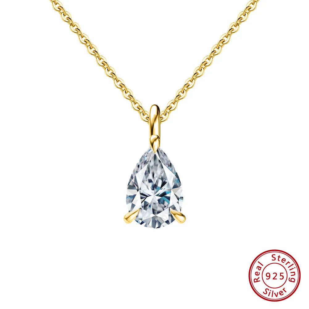 Simple Oval Shape 8A Zirconia Pendant Necklace Lady Engagement 925 Sterling Silver Versatile for Wedding Party LZN04