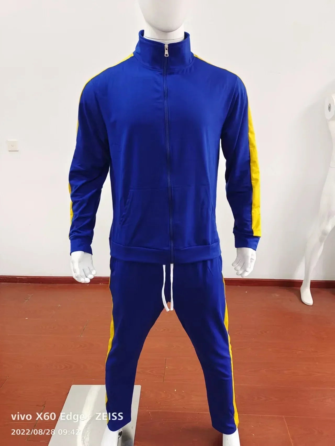 2025 Spring Autumn Men's 2-Piece Set Color Blocking Zipper Stand Collar Casual Sports Jacket Sweatshirt Trousers Suit