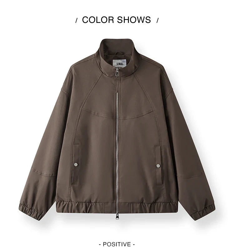 Jacket Men Loose Fit Stand Collar Youth Style 2025 Autumn Winter Minimalist Fashion Casual Coat