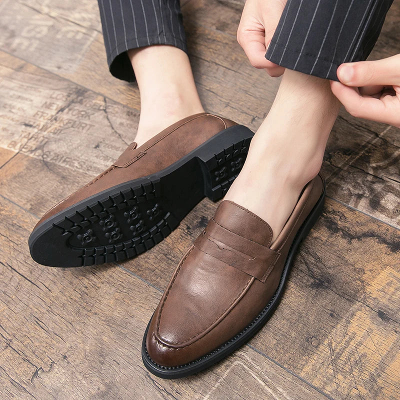 Men's Dress Shoes Formal Office Leather Brogues Shoes Male High Quality Casual Business Shoes Men Social Leather Loafers For Man