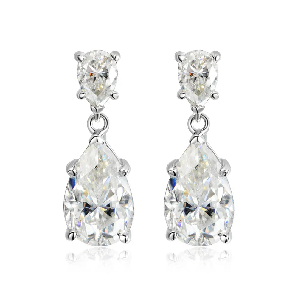 7 Carat Water-drop Pear Cut D Color Moissanite Diamond Engagement Drop Earrings For Women 925 Sterling Silver Fine Jewelry