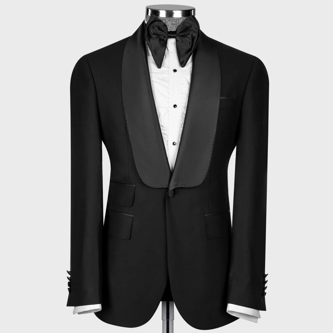 Men Suit 2 Pieces Black With Lapel Single Button Solid For Wedding Banquet Party Prom Business Work Daily Set Jacket And Pants