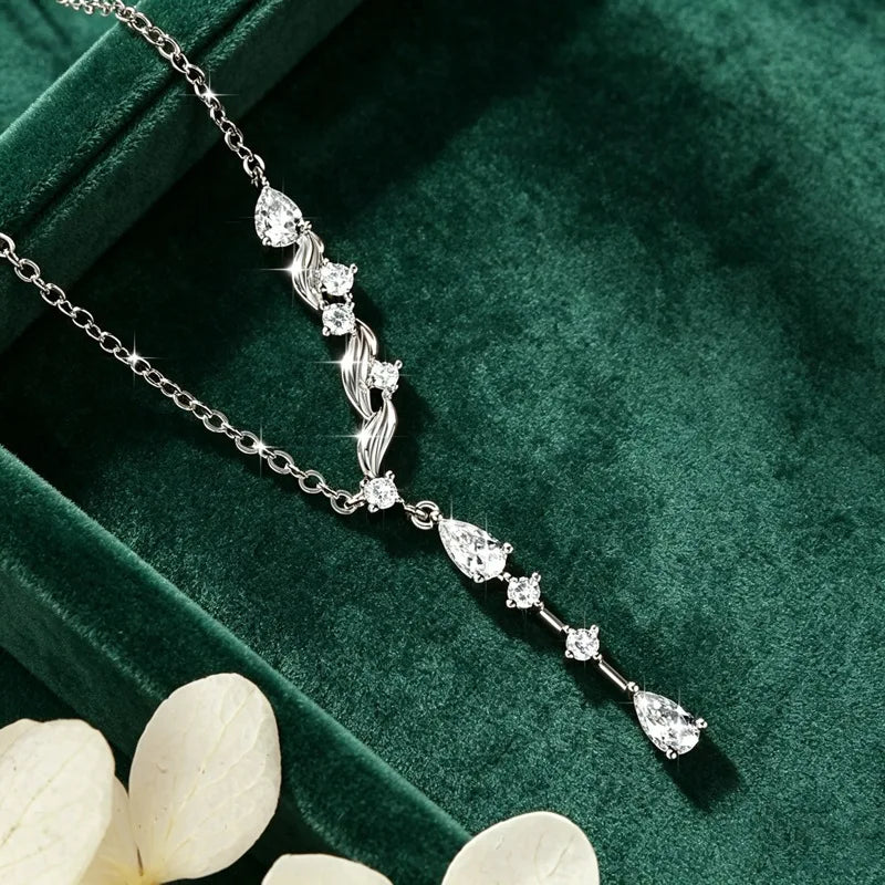 Marquise/Round/Rectangular Cut Moissanite Pendant Necklace For Women Three Stone Irregular Moissanite Diamond Necklace