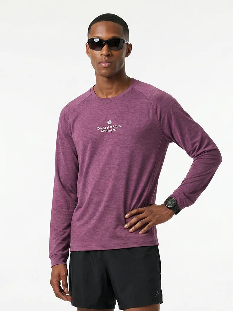 Men's Long Sleeve Quick Dry Sports T-Shirt Moisture Wicking Gym Fitness Top Outdoor Running Hiking Activewear Workout Tee