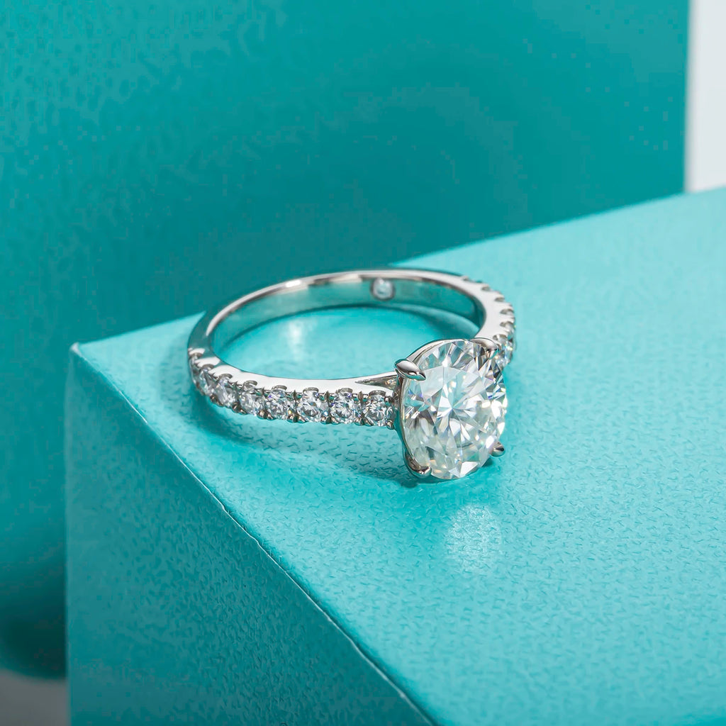 2 Carat Oval Cut D Color Moissanite Ring 18K Gold Plated 925 Sterling Silver Engagement Wedding Rings Wholesale