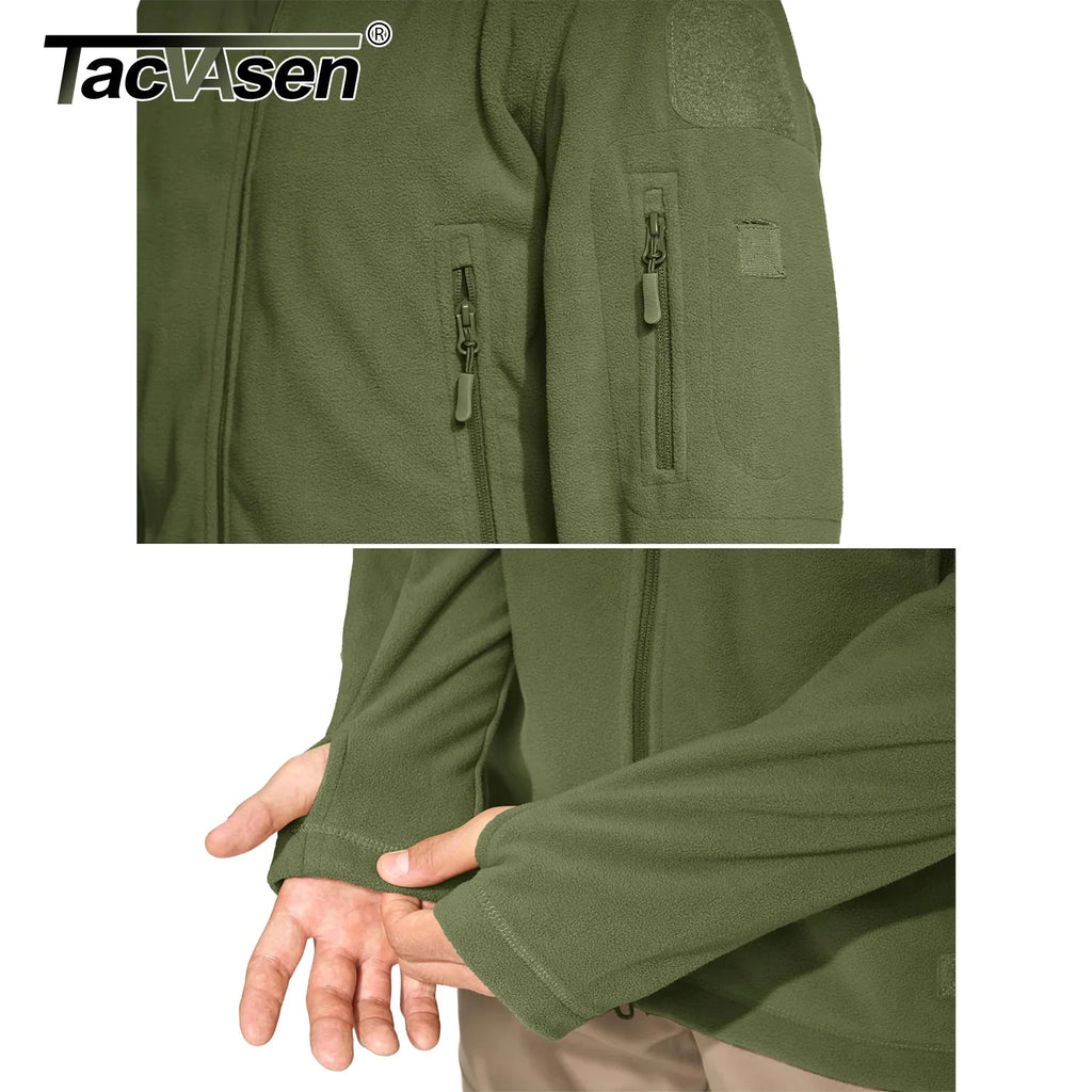 معاطف TACVASEN الشتوية بغطاء للرأس للرجال، جاكيتات صوفية بسحاب كامل متعددة الجيوب، ملابس خارجية للتخييم والمشي لمسافات طويلة وتسلق الجبال، قمم باركا كاجوال