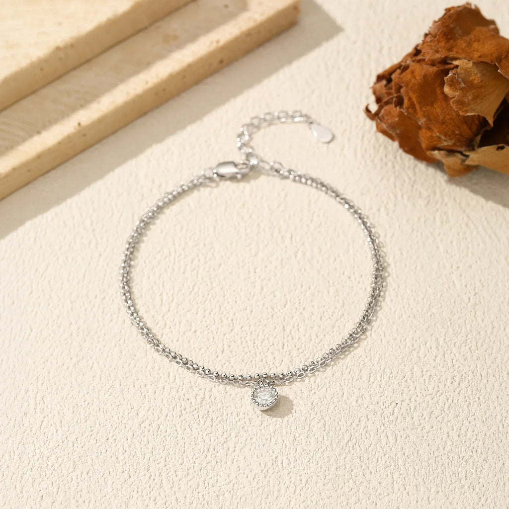 D Color Moissanite Bracelet 925 Sterling Silver Double Layer Lab Diamond Simple Bracelets For Women Fine Jewelry Gifts