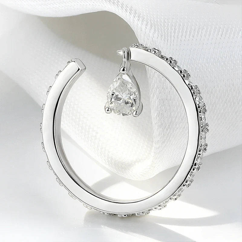 0.5CT Pear Cut All Moissanite Ring for Women Girlfriend Gifts Luxury Jewelry Lab Diamond Wedding Band 925 Sterling Silver