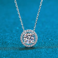 0.3-2.0CT Certified Moissanite Necklace for Women Classic Rond Cut Halo Brilliant Moissanite Pendent 925 Silver Platinum