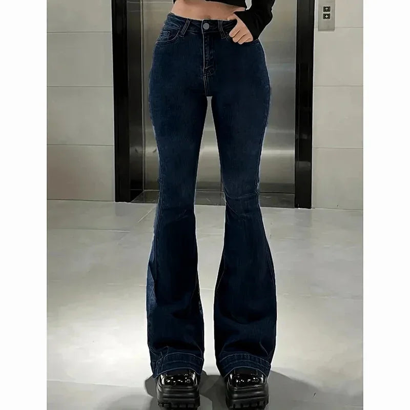 High Waist Flared Jeans Girls Stretchy Bootcut Denim Pants