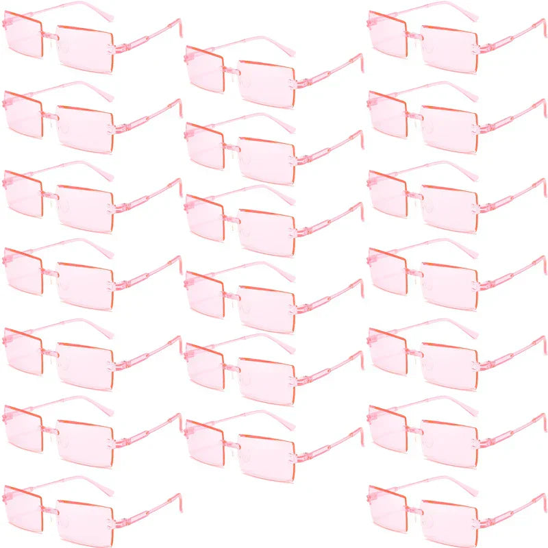20 Pcs Per Set Rimless Rectangle Sunglasses Fashion Gradient Ocean Lenses Shades Ins Trendy Beach Vacation Sun Glasses