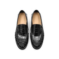 Pearlescent eel skin loafers for men with pleated flat bottoms slip on casual leather shoes for work and business