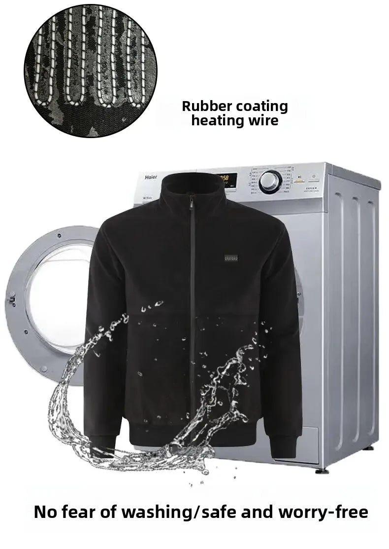 8 Areas Intelligent Electric Heating Polar Fleece Jacket Men's Winter Smart USB Constant Temperature Graphene Fleece Warmth Coat