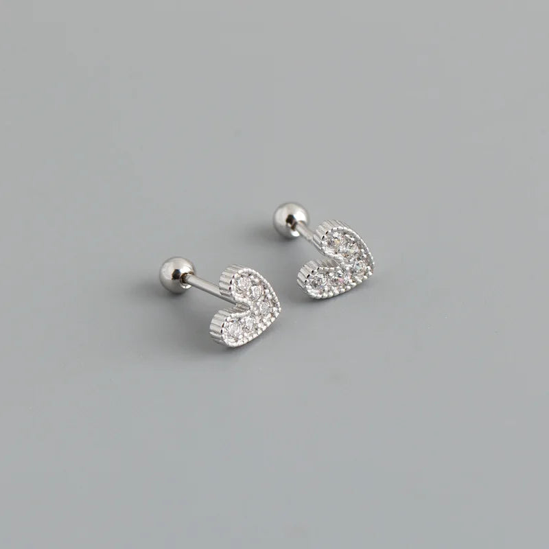 925 Sterling Silver Fashion Korean Petal Screw Bead Stud Earrings for Women Charm Ear Bone Piercing Jewelry Accessories