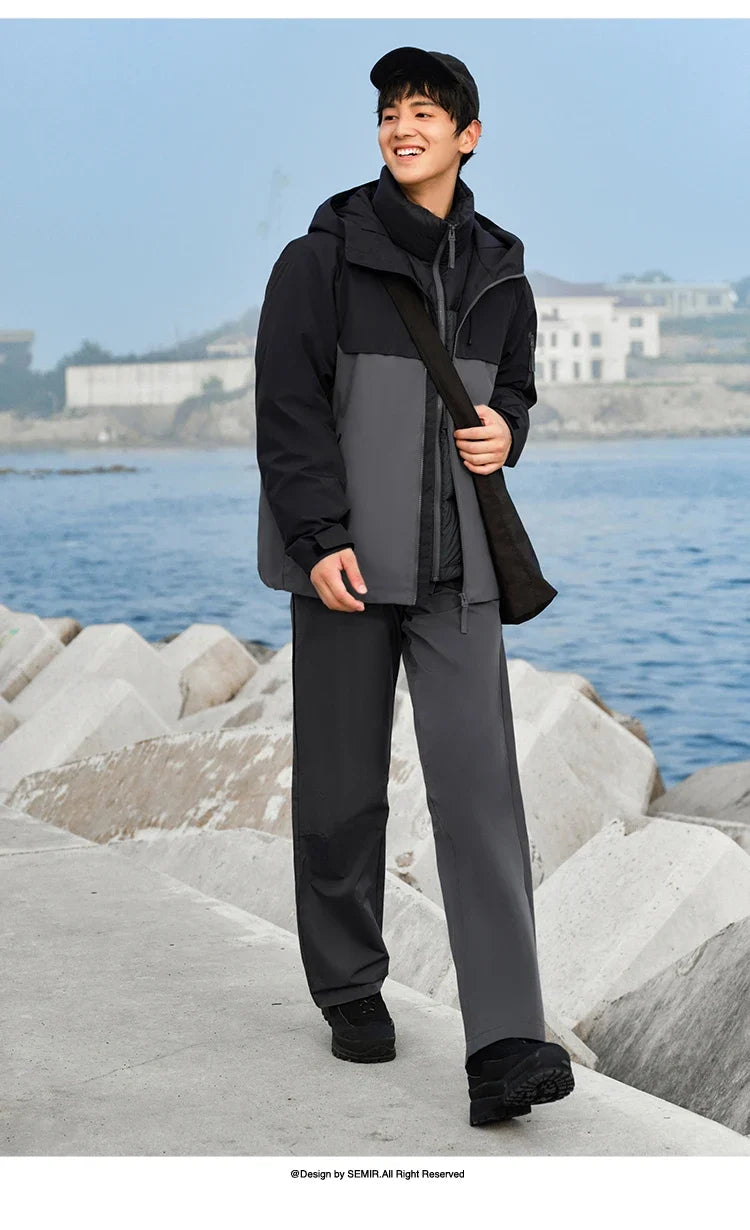 Down Jacket Men Three-in-One Two-Piece Set 2024 New Winter Four-Proof Outerwear Down Jacket