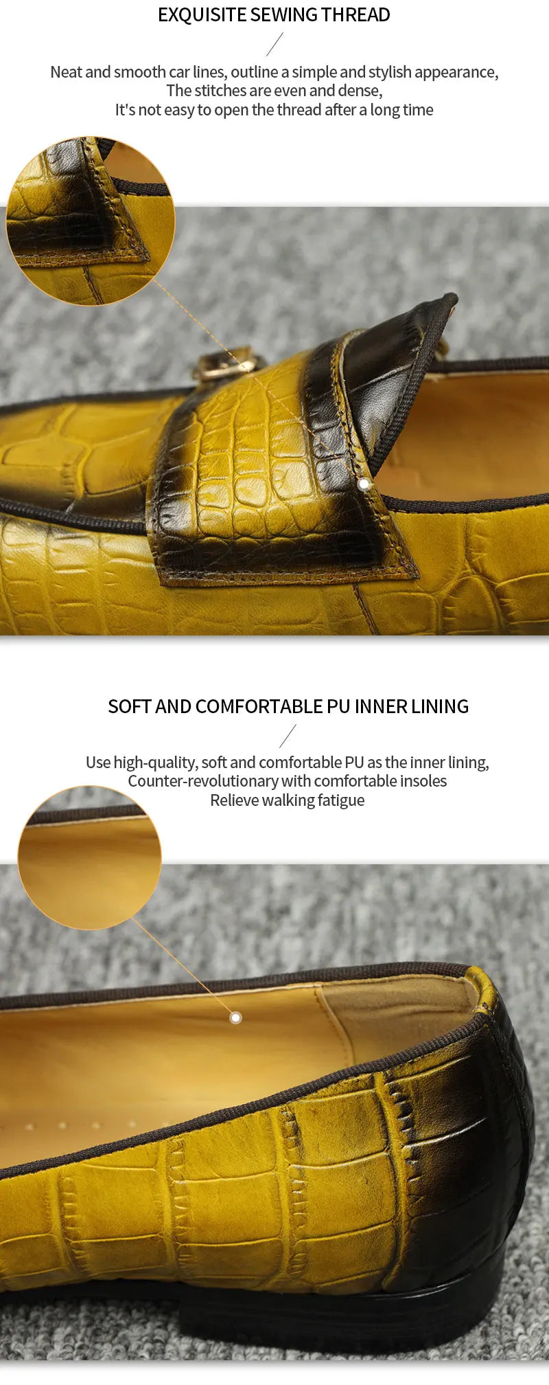 Men Loafers Double Monk Strap Slip on Fashion Casual Penny Footwear Business Wedding Evening Genuine Leather Crocodile Printing