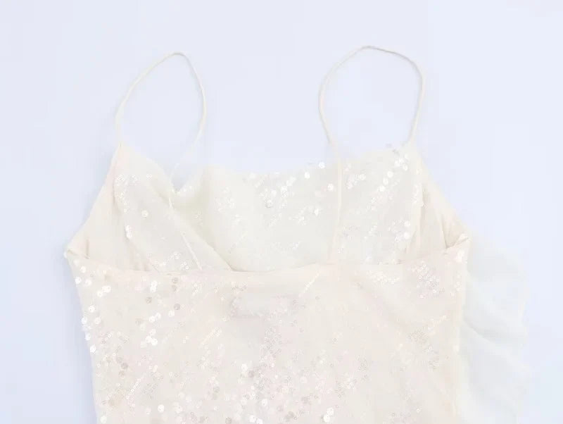 2025 Sequin Mini Dress Woman Sexy Slip Party Dresses for Women Summer Backless Women's Dress Straps Beach Short Dresses