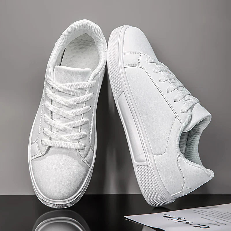 Business Casual Men's Shoes Soft Women Shoes Comfortable Casual PU Leather Shoes for Men Autumn Solid White Men Sneakers