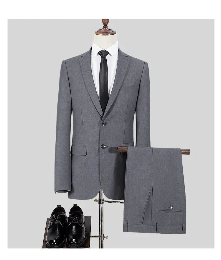 S-8XL Suit (Blazer+ Pants) Men's Fashion Casual Outdoor Gentleman Business Wedding Slim-fit Formal British Style Wedding Suit