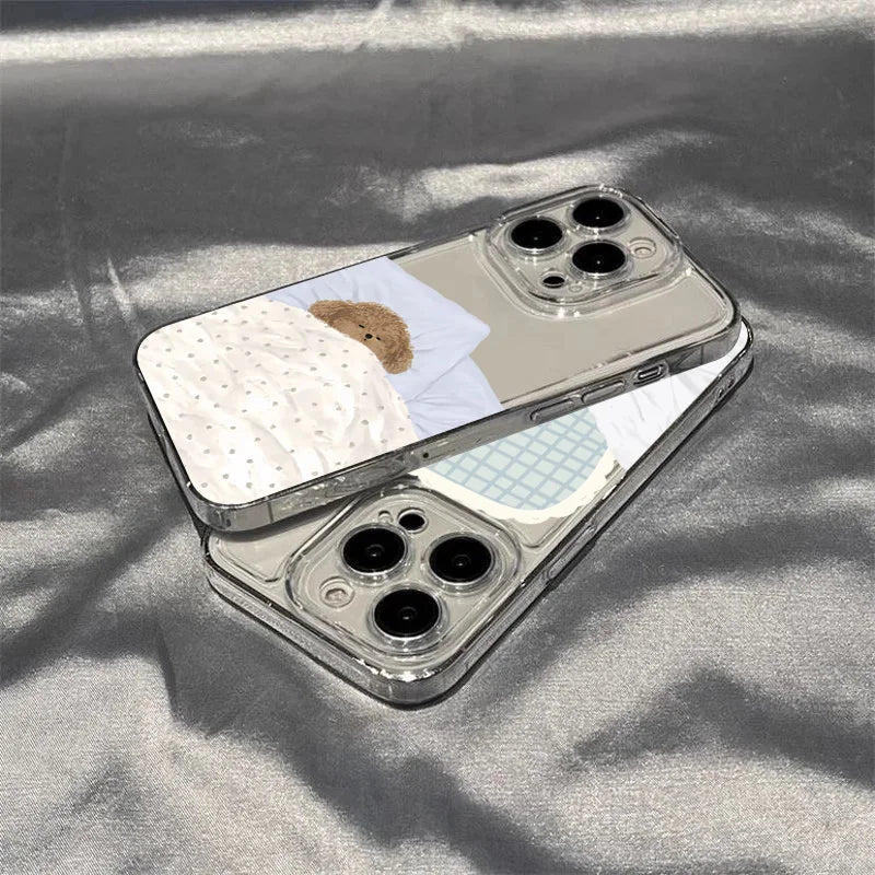 Dog Cat Couple Phone Case For iPhone 16E 17 16 15 11 12 14 13 Pro Max Air XS XR 7 8Plus SE2 Cute Cartoon Animal Shockproof Cover
