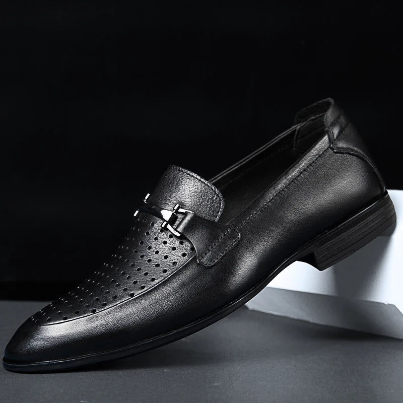 2024 New Luxury Brand Black Genuine Leather Gentleman Fashion Dress Shoes Men Business Loafers Men's Shoes Slip on Big Size 49