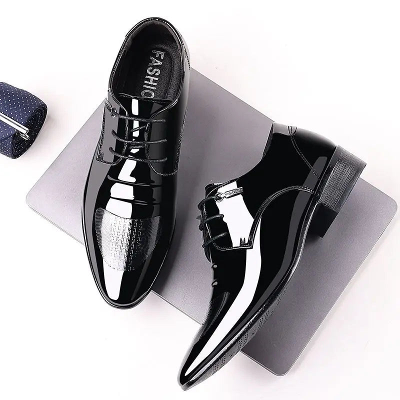 Patent Leather Black Lace Up Pointed Toe Men's Formal Shoes 2025 Style Low Price Office Luxury Designer 39 Suit Social Shoe Male