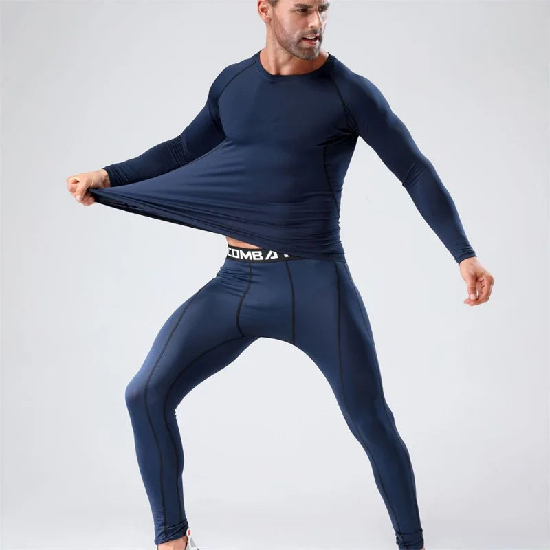 Men Running Set Gym Jogging Thermo underwear xxxxl Second skin Compression Fitness MMA rashgard Male Quick dry Track suit