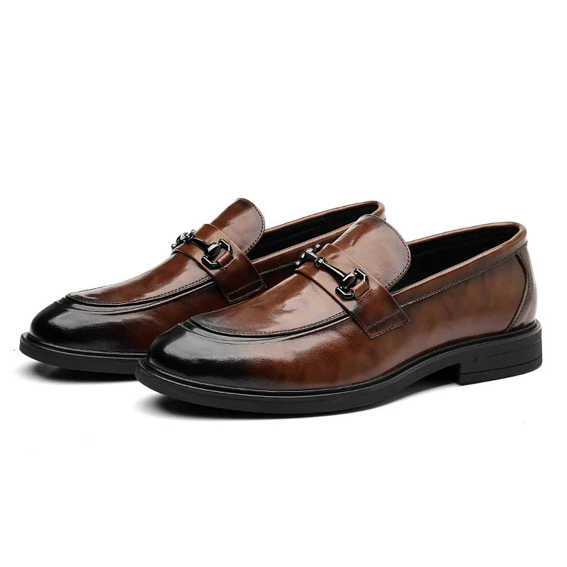 New Fashionable Men's Casual Loafers  Comfortable And Classic  Formal Business Casual Shoes  Metal-Decorated Wedding Party Shoes