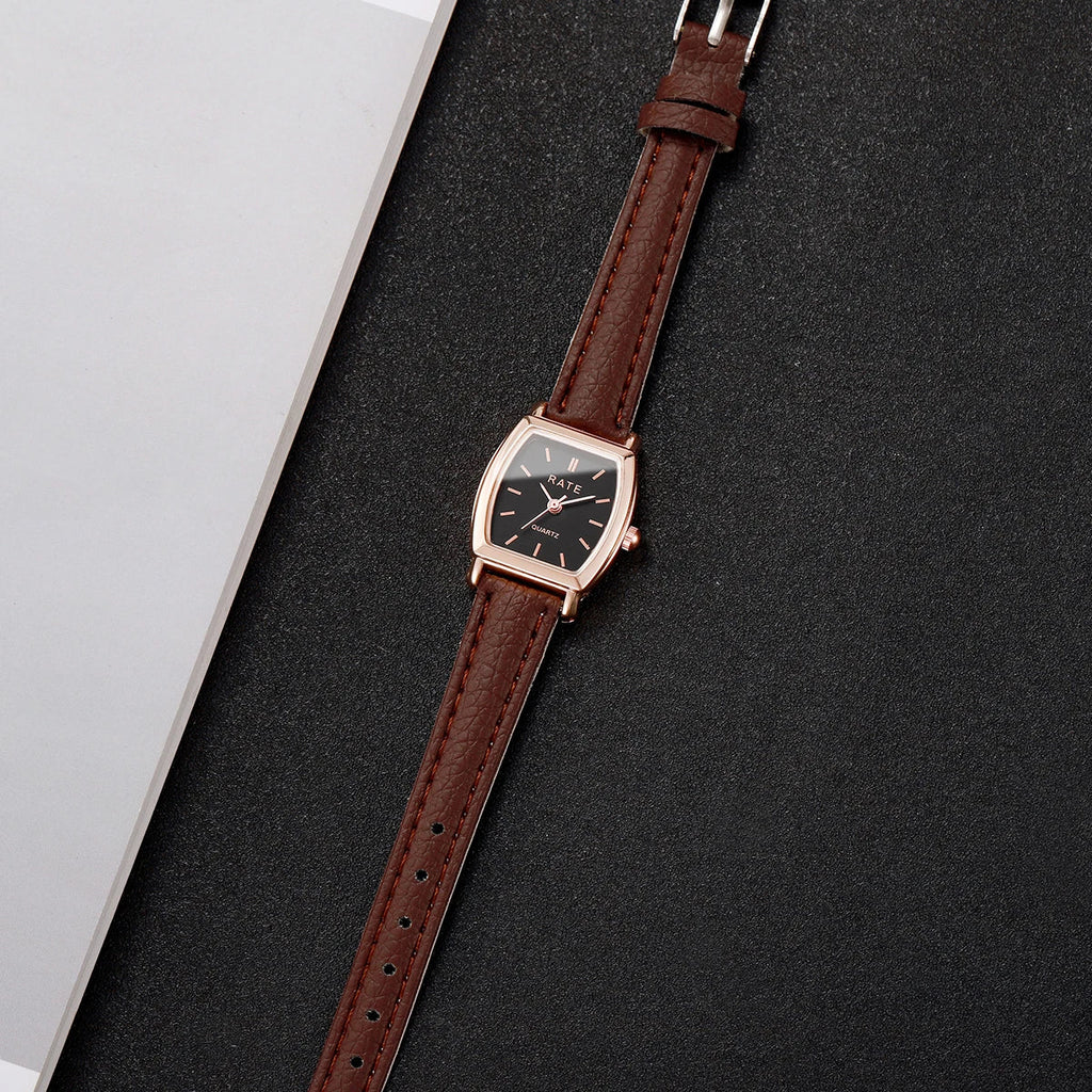 2PCS Fashion Leather Strap Quartz Wristwatches Set With Heart Bracelet Casual Simple Dial For Ladies Clock(Without Box)