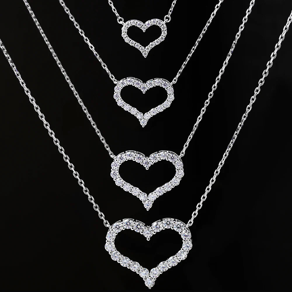 D Color Heart Shape Moissanite Diamond Jewelry Set for Women 925 Sterling Silver Pendant Necklace Stud Earrings Wedding Jewelry