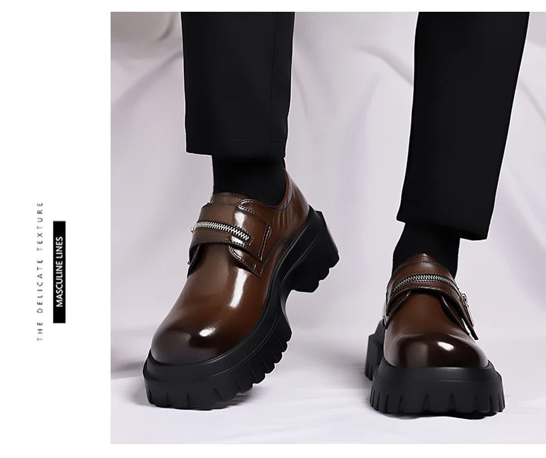 2026 New Derby men's leather shoes Thick bottomed British style design Leisure Party Business Office Luxury adult shoes