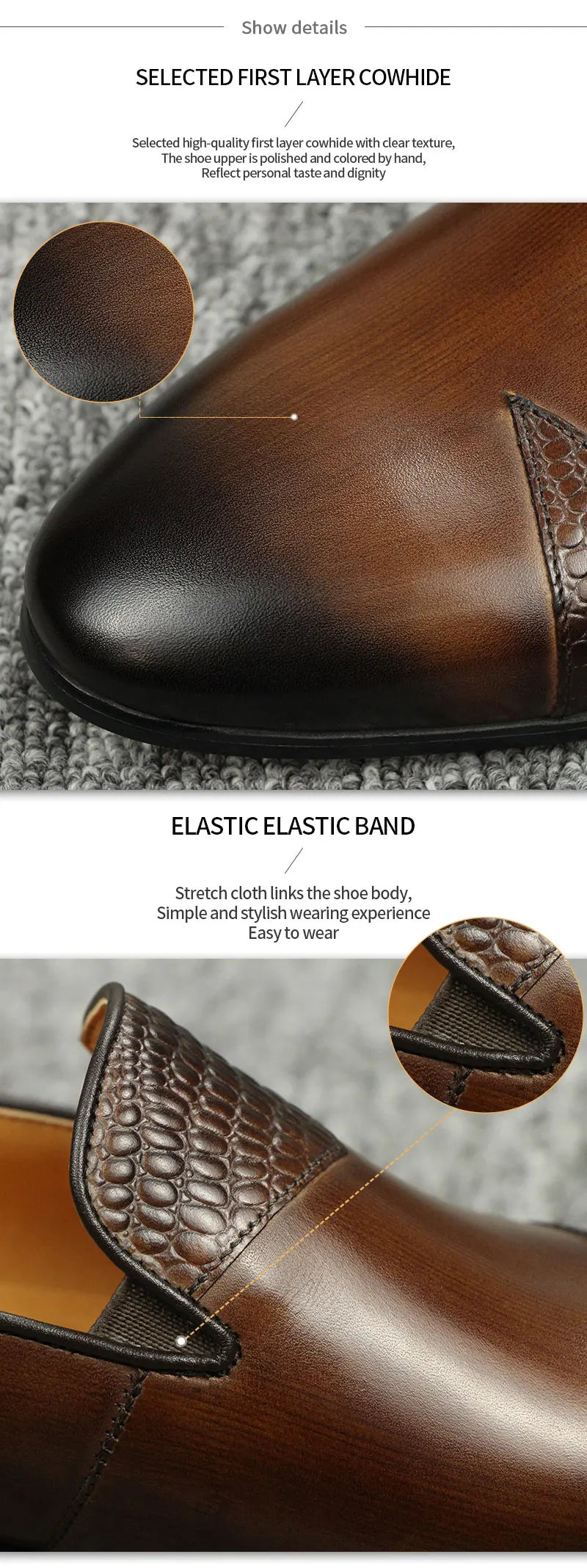 Fashion Men Dress Driving Shoes Genuine Cow Leather Casual One-step Loafers Shoe Handmade Simplicity Luxury Leather Shoe