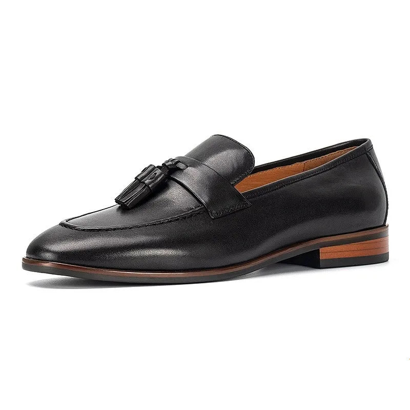 High-end Quality Retro Men's Shoes Fashion Casual Leather Shoes Head Cowhide Tassel Loafers Men Moccasins Italian Large Size 46