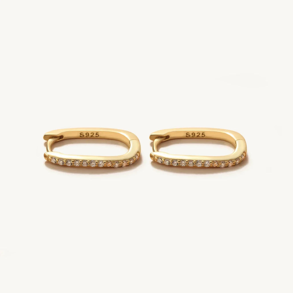 925 Sterling Silver Square Piercing Huggie Hoop Earrings for Women Simple Cubic Zirconia Earings Fine Jewelry Pendientes