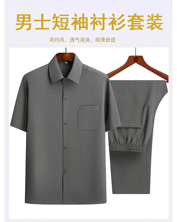 Shirts + Pants 2025 summer new style Sportswear Men's Casual Sets Male Fashion Chinese style shirts and trousers M-4XL