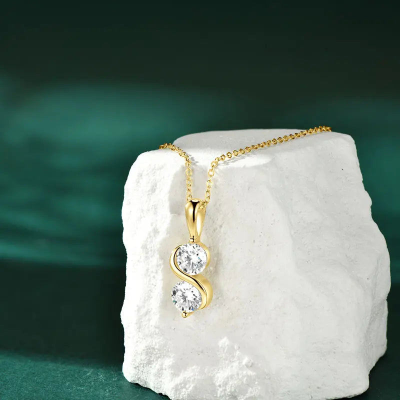 GRA Certified Moissanite Twisted Bowknot Pendant Necklaces for Women S925 Sterling Silver Jewelry Chains Wedding Gifs