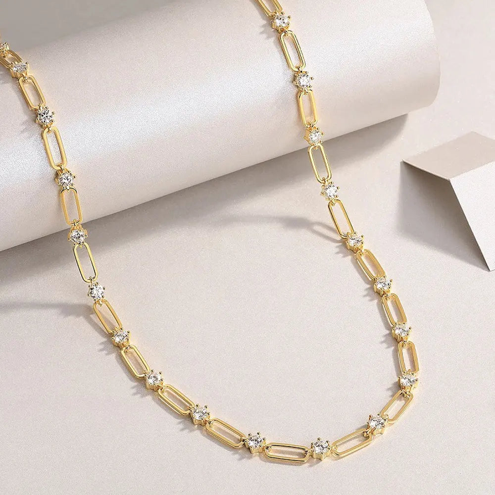 D VVS1 Moissanite Tennis Necklace s925 Sterling Silver Plated 18k Yellow Gold GRA Certified 18inch Necklaces for Women