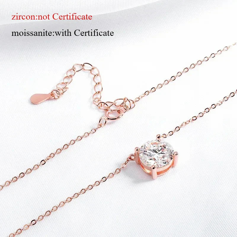 1-6CT Brilliant cut Moissanite Necklace for Women Solitaire Pendant Luxury Female Neck Chain 925 Sterling Silver 100%