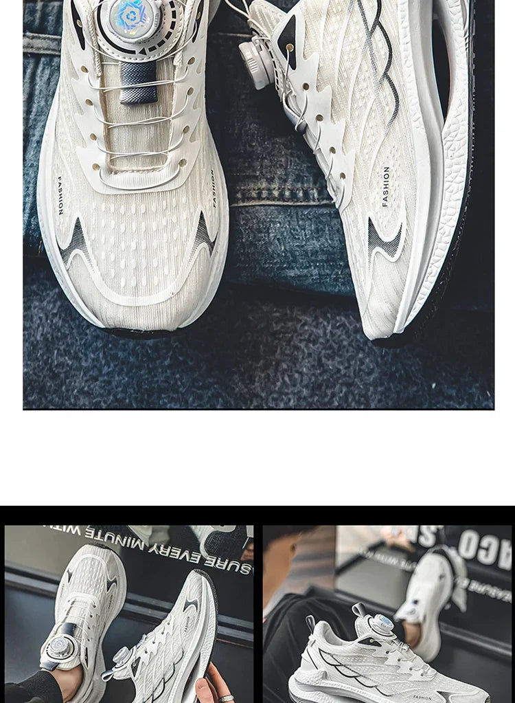 Summer Breathable Casual Sports Shoes for Men, New Fashionable and Versatile Breathable Mesh Rotating Buckle Running Shoes Suitable for Outdoor Sports and Daily Wear