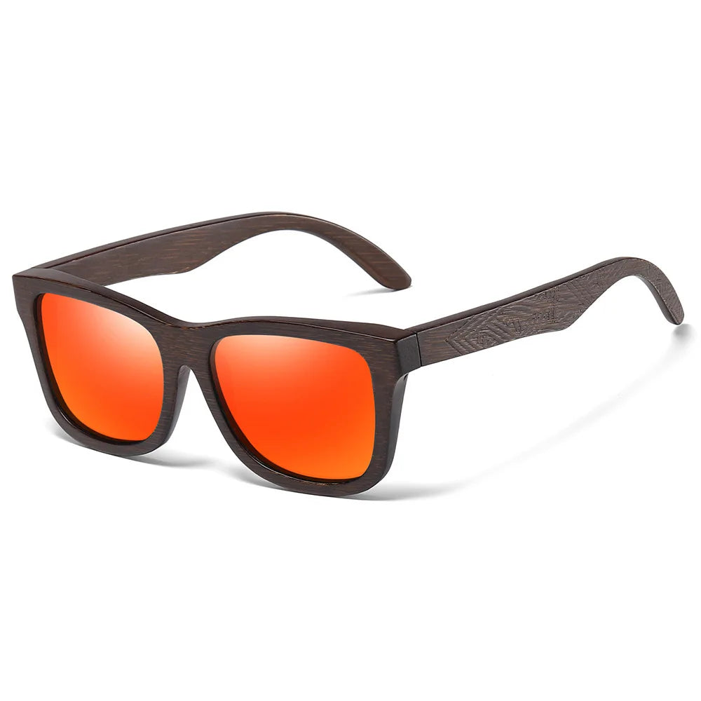 Natural Bamboo Wooden Handmade Polarized Sunglasses Unisex Retro Oversized Frame UV Protection Sun Glasses With Gift Box