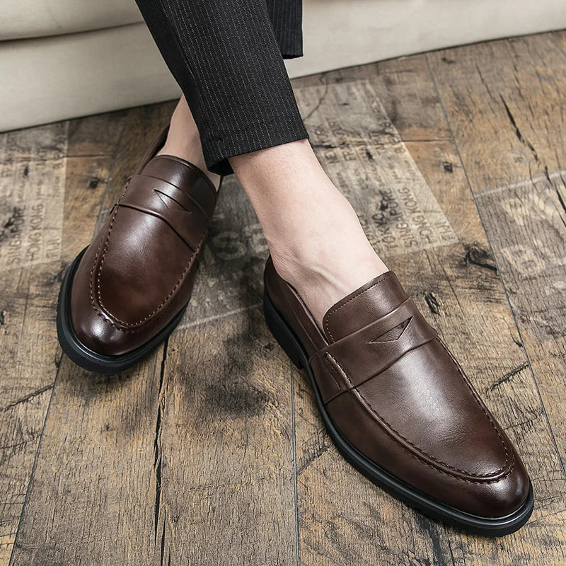 Mens Casual Leather Breathable Business Designer Brand Office Loafers Formal Classic Smile Footwear Dress Shoes for Men Flats 48