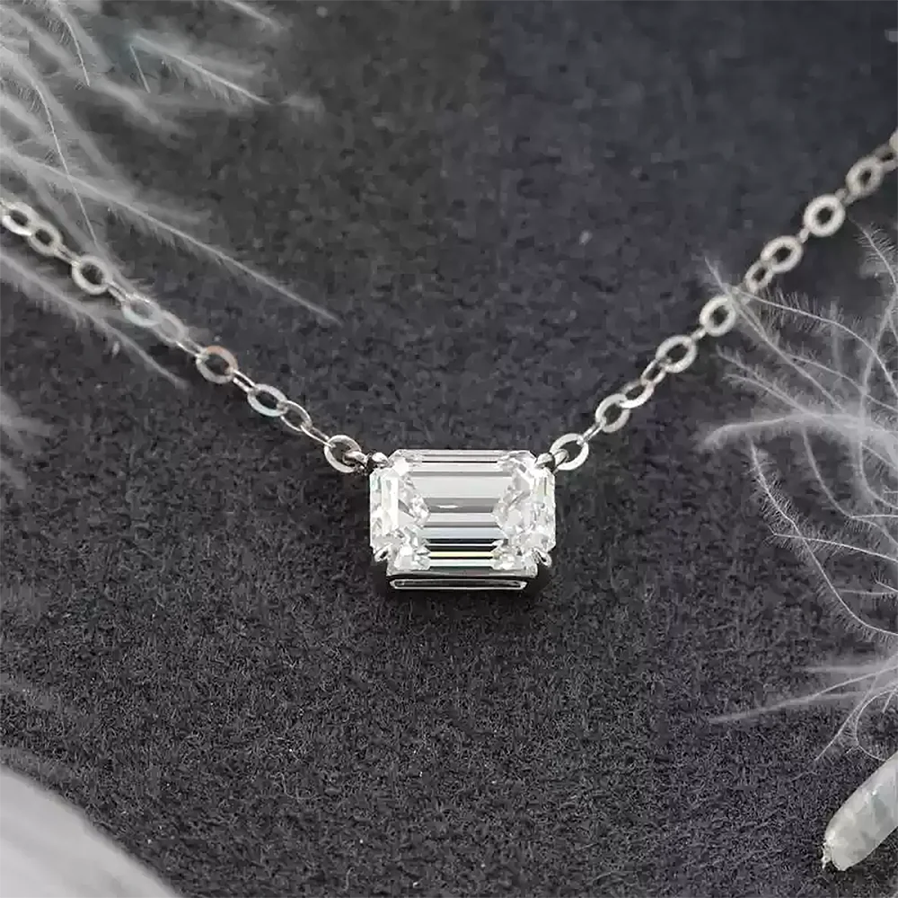 1/2carat Emerald/Radiant Cut Solitaire Moissanite Diamond Pendant Necklace With  Certificate S925 Silver Neckchain For Women