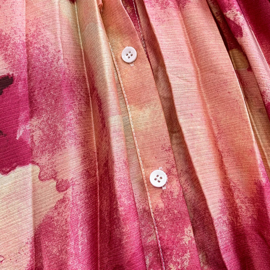 Printed round Ne Lantern Sve Dr Women's Single Button Waist Cinch Maxi Skirt Long Dr Commute Sle Autumn