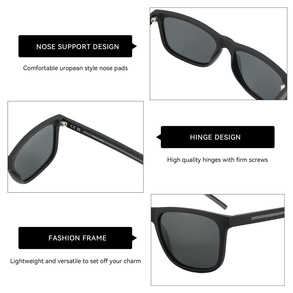 Men's Polarized Sunglasses - Lightweight TR90 Frame Square Mens Sunglasses UV400 Protection