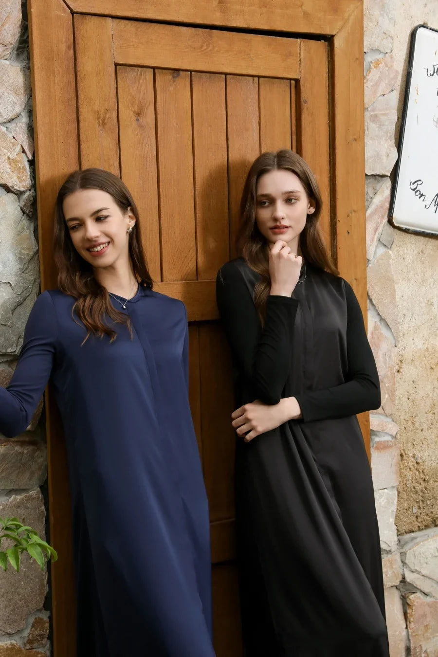 2025 light matte satin dress + Jersey modal sleeve super comfortable woman dress