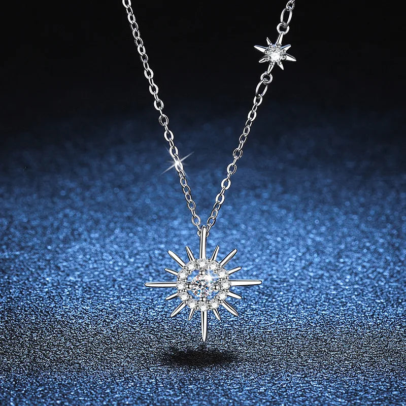 Real Moissanite Diamond Hexagram Pendant Necklace For Women Men 100% 925 Sterling Silver Sun Flower Party Fine Jewelry Gift