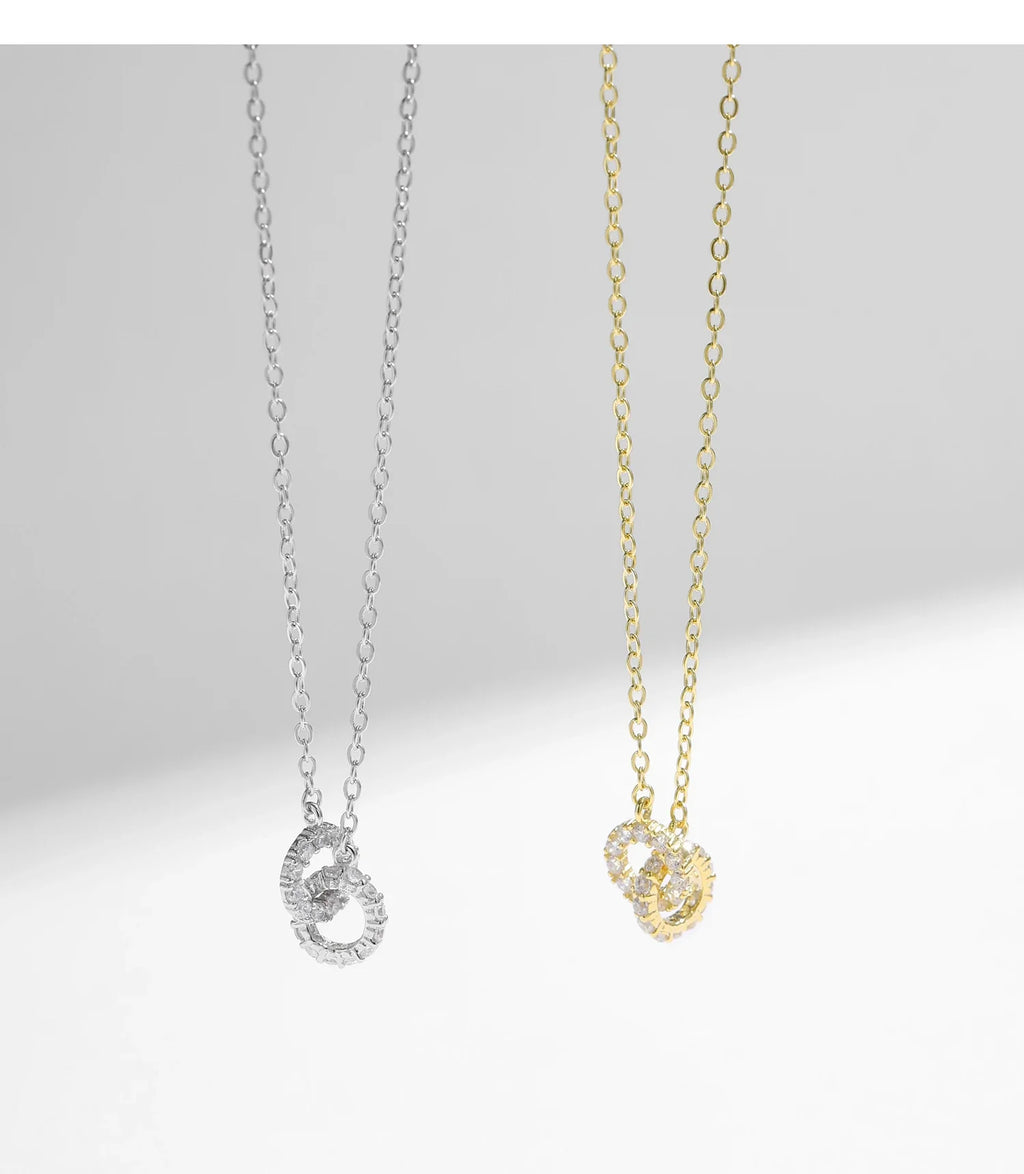 925 Sterling Silver Sparkling Circle Lock Fashion Pendant Necklaces Basic Daily Trendy Jewelry For Women Christmas Gifts