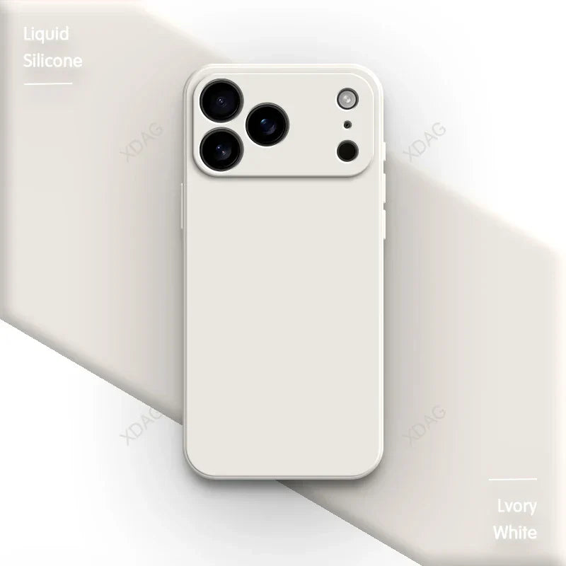 جراب هاتف أصلي من السيليكون السائل لهاتف iPhone 17 Pro Max Air 17Pro 17Max 5G بحافة مستقيمة وحماية للعدسة غطاء خلفي ناعم أساسي