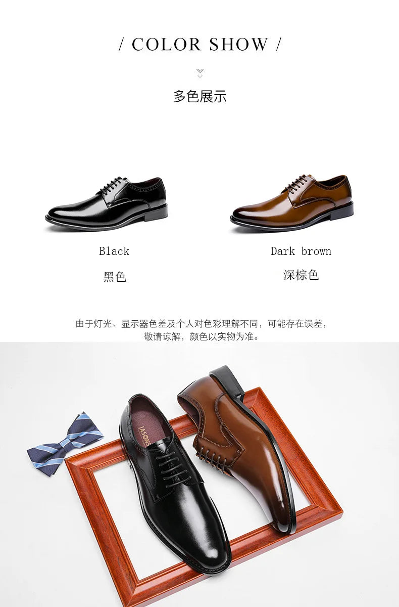 Men's leather shoes, men's genuine leather, British style, simple and smooth formal dress, business Derby men's leather shoes, c